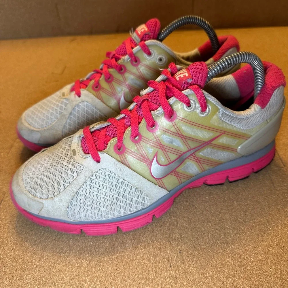 Nike Lunarglide 2 Running Shoes‎ Pink Grey 407981-006 Low Top Sneakers Size 7Y